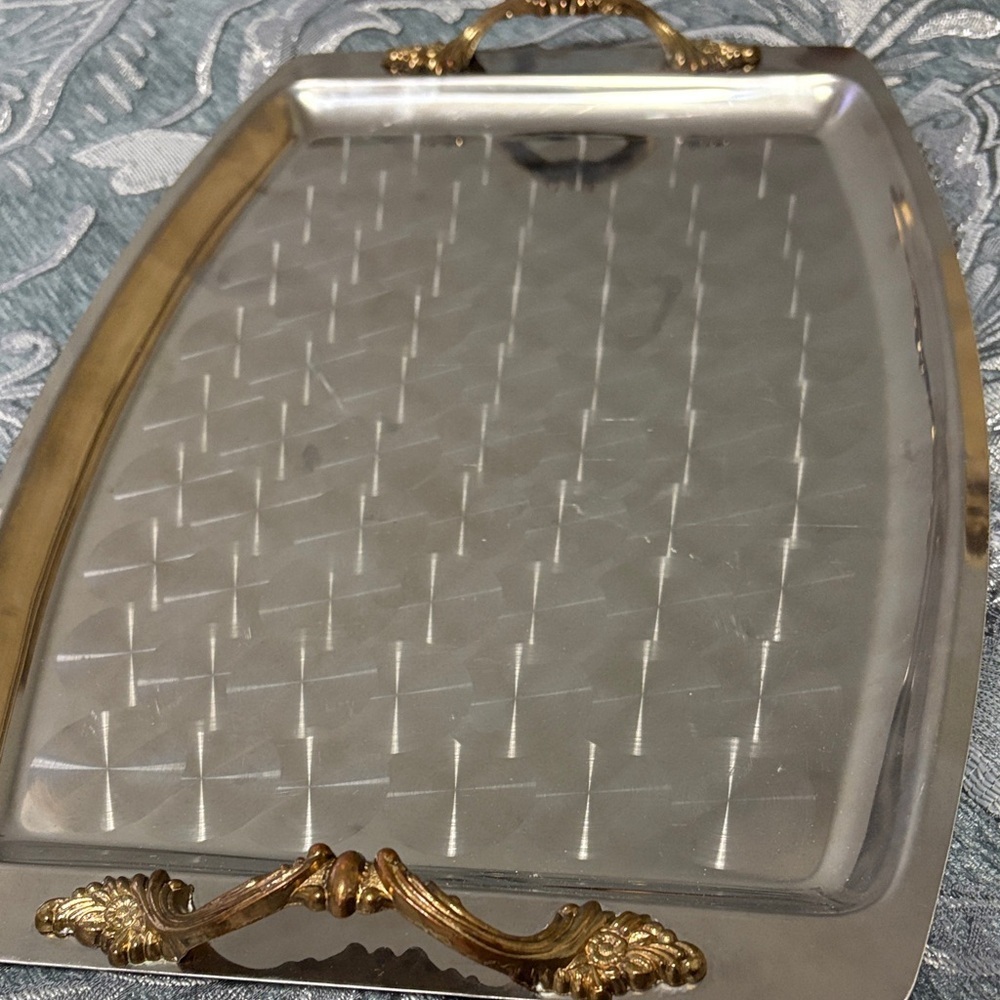 Vintage Silver Tray with Gold Detailing - Picture 2 of 4